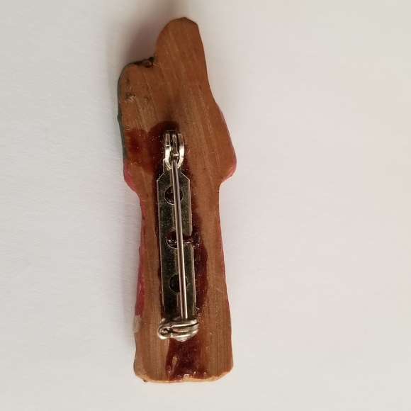 Folk Art Santa brooch pin primitive prim Christmas painted XMas holiday claus - Picture 3 of 8